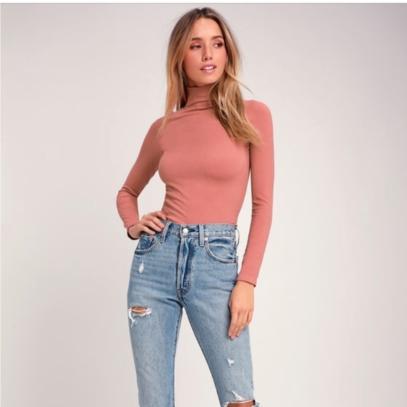 Free people stretchy mock neck top mauve - Picture 2 of 4